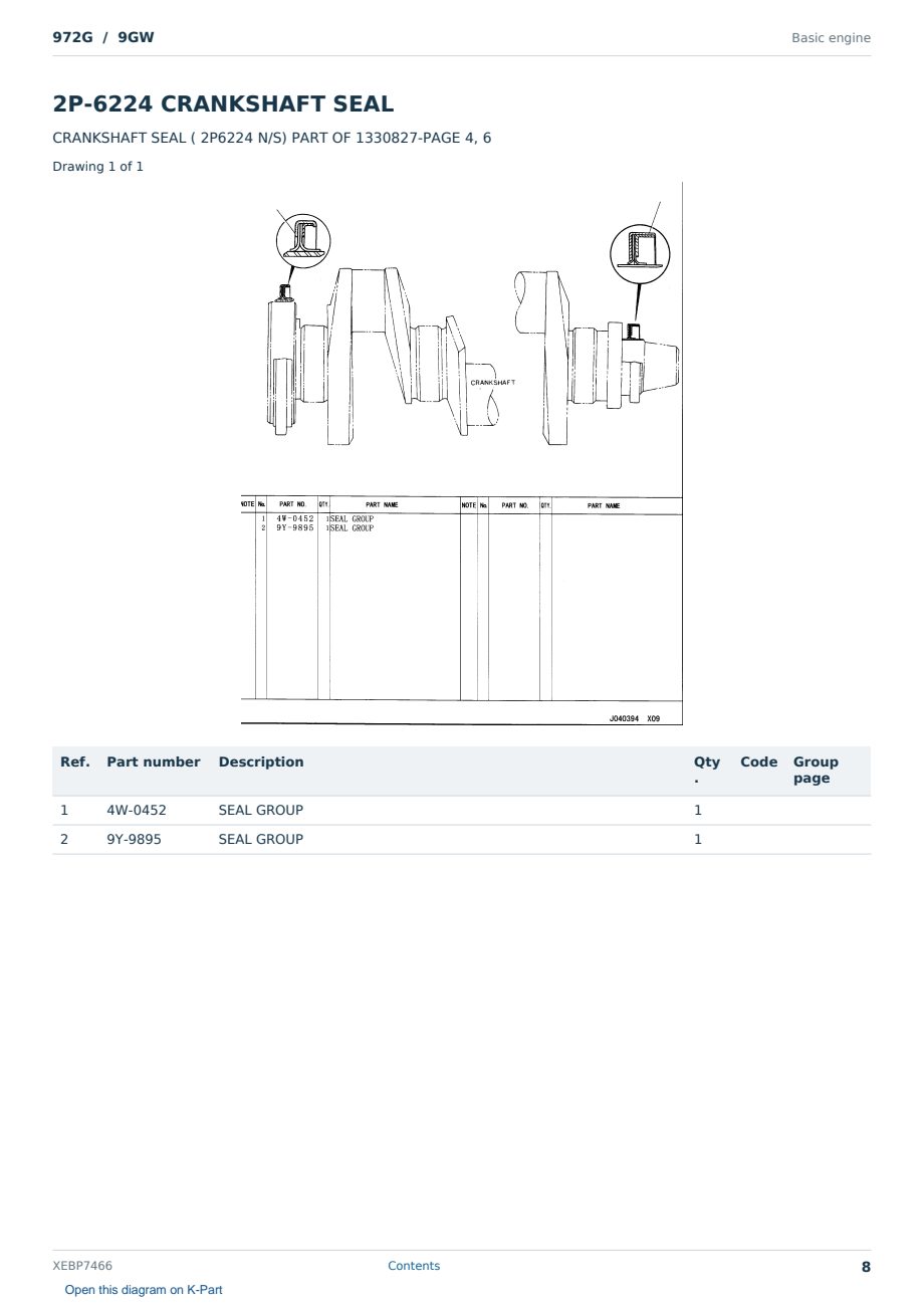 Caterpillar 972G S/N 9GW Partsbook XEBP7466 (English) - sample page 8 of 10 Caterpillar 972G S/N 9GW Partsbook XEBP7466 (English) - sample page 8 of 10