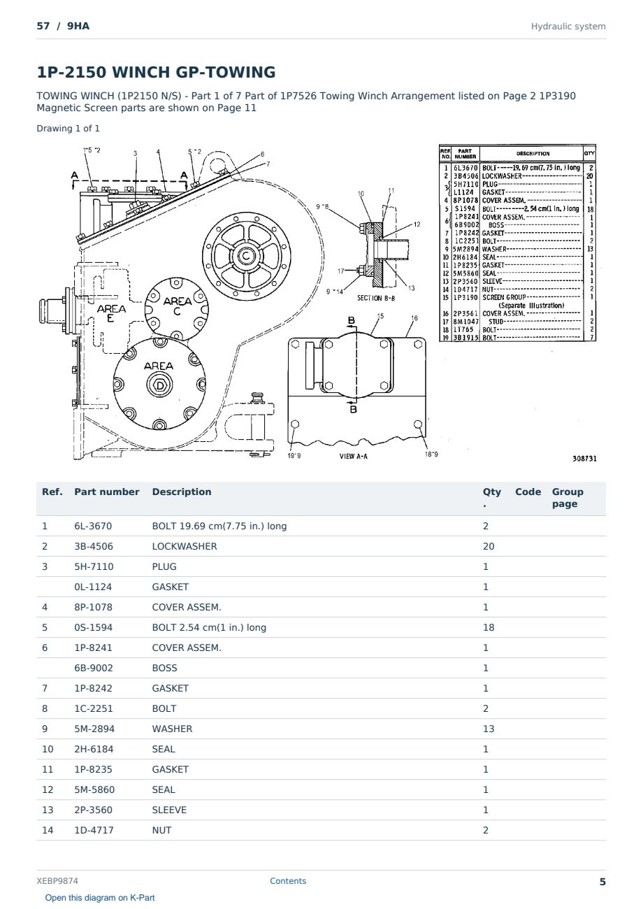 Caterpillar 57 S/N 9HA Partsbook XEBP9874 (English) - sample page 5 of 10 Caterpillar 57 S/N 9HA Partsbook XEBP9874 (English) - sample page 5 of 10