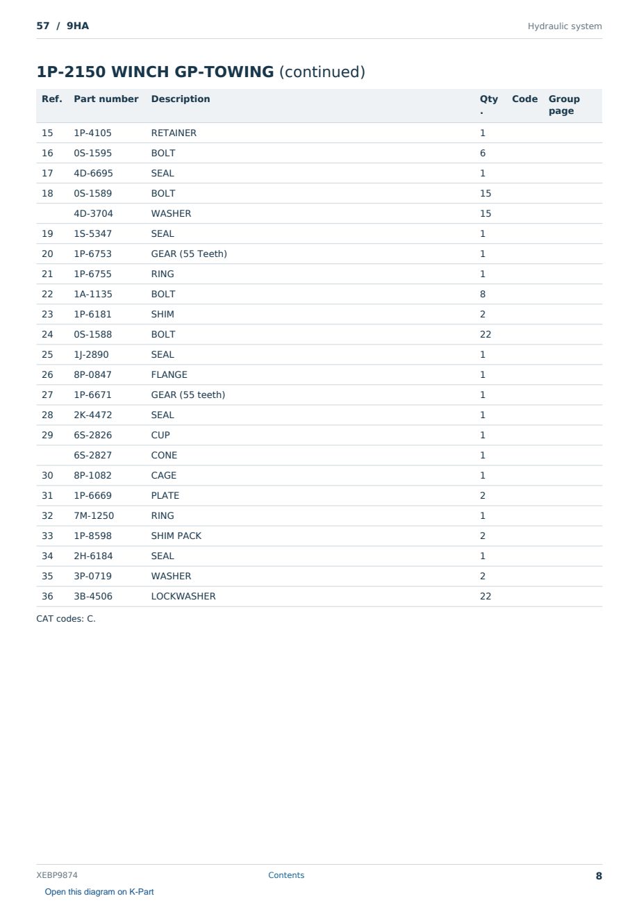 Caterpillar 57 S/N 9HA Partsbook XEBP9874 (English) - sample page 8 of 10 Caterpillar 57 S/N 9HA Partsbook XEBP9874 (English) - sample page 8 of 10