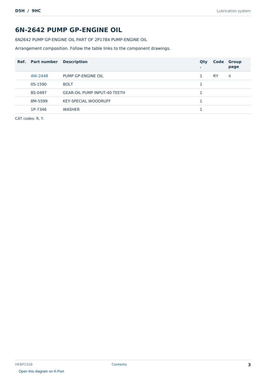 Caterpillar D5H S/N 9HC Partsbook HEBP1558 (English) - sample page 3 of 10 Caterpillar D5H S/N 9HC Partsbook HEBP1558 (English) - sample page 3 of 10