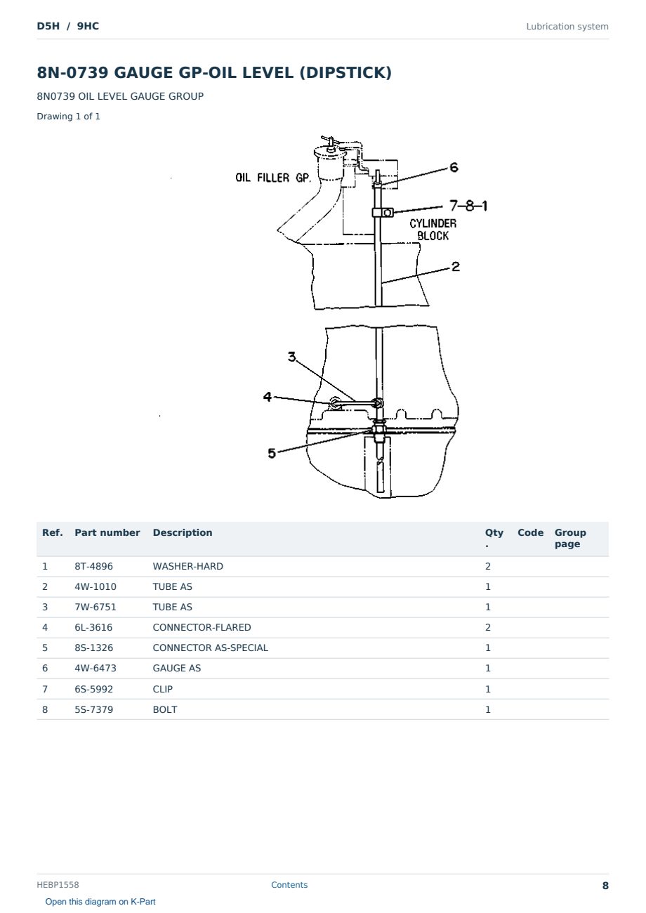 Caterpillar D5H S/N 9HC Partsbook HEBP1558 (English) - sample page 8 of 10 Caterpillar D5H S/N 9HC Partsbook HEBP1558 (English) - sample page 8 of 10