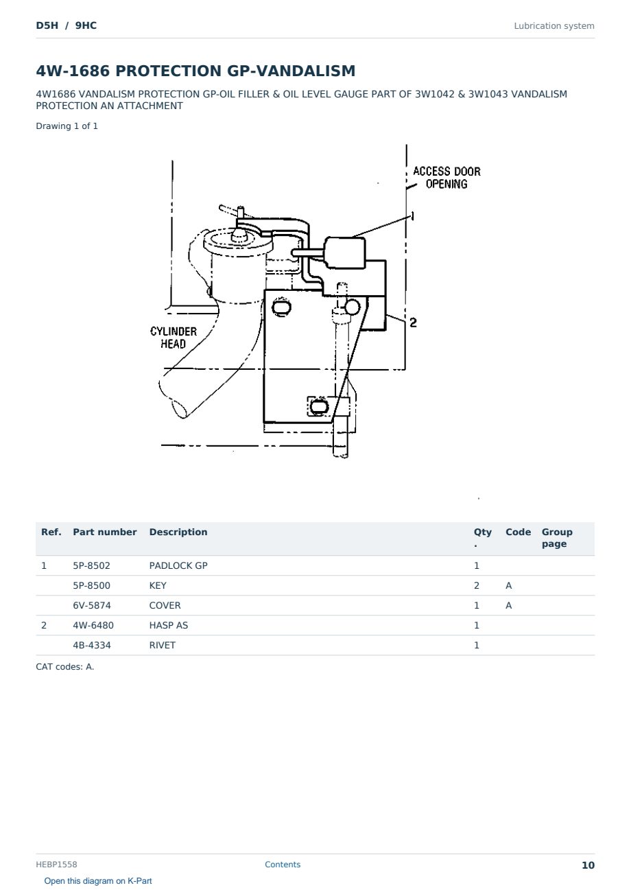 Caterpillar D5H S/N 9HC Partsbook HEBP1558 (English) - sample page 10 of 10 Caterpillar D5H S/N 9HC Partsbook HEBP1558 (English) - sample page 10 of 10