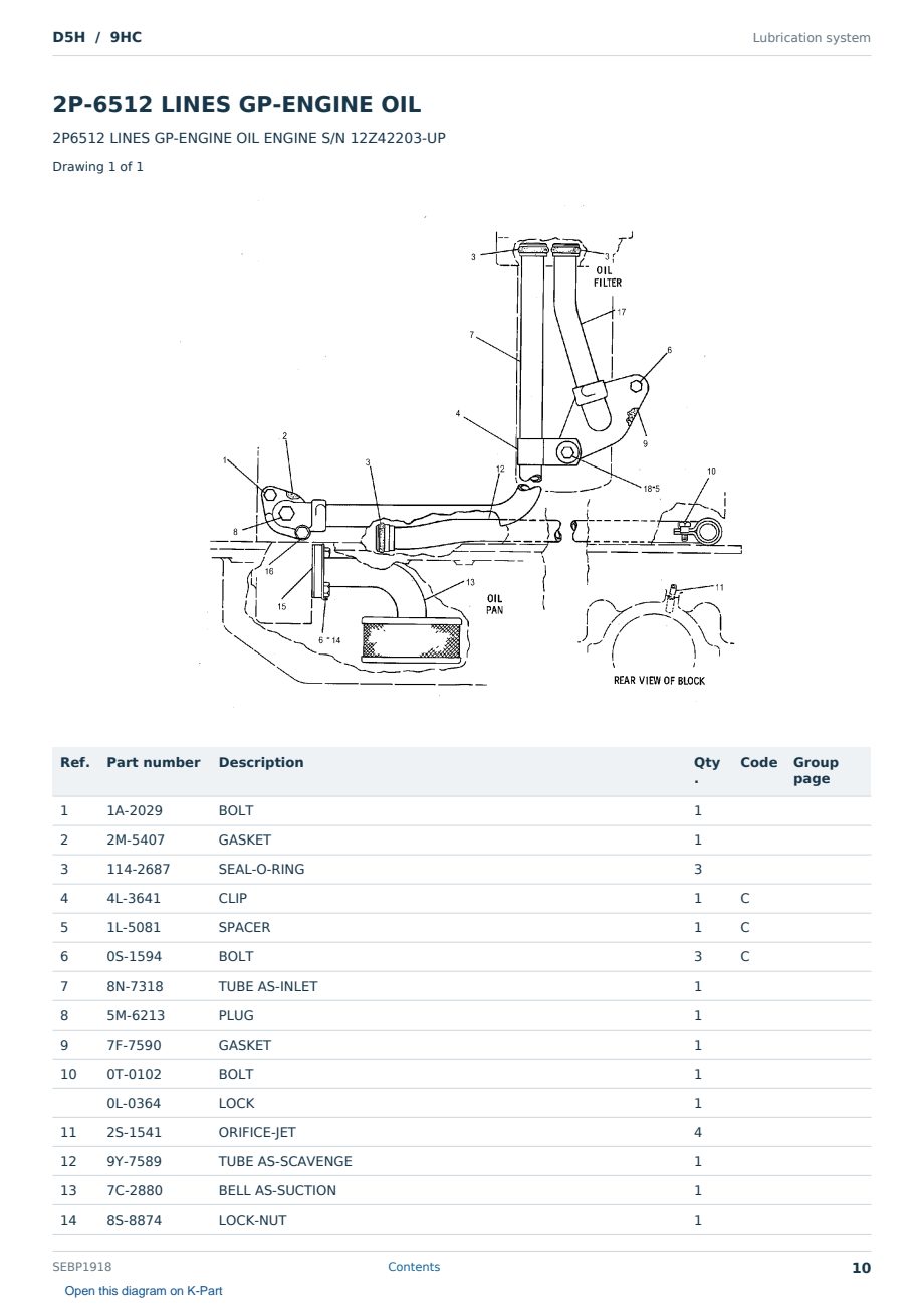 Caterpillar D5H S/N 9HC Partsbook SEBP1918 (English) - sample page 10 of 10 Caterpillar D5H S/N 9HC Partsbook SEBP1918 (English) - sample page 10 of 10