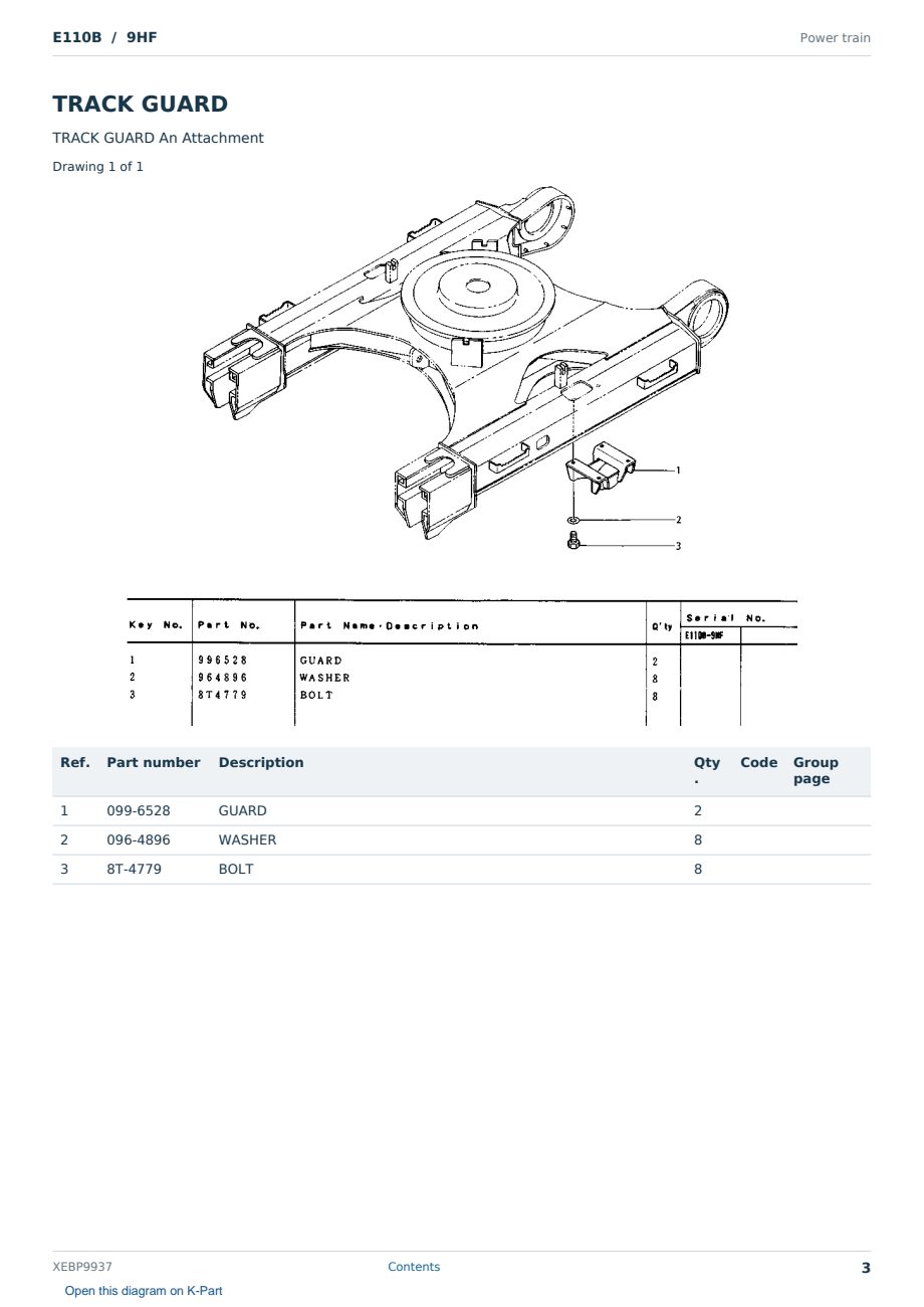 Caterpillar E110B S/N 9HF Partsbook XEBP9937 (English) - sample page 3 of 10 Caterpillar E110B S/N 9HF Partsbook XEBP9937 (English) - sample page 3 of 10