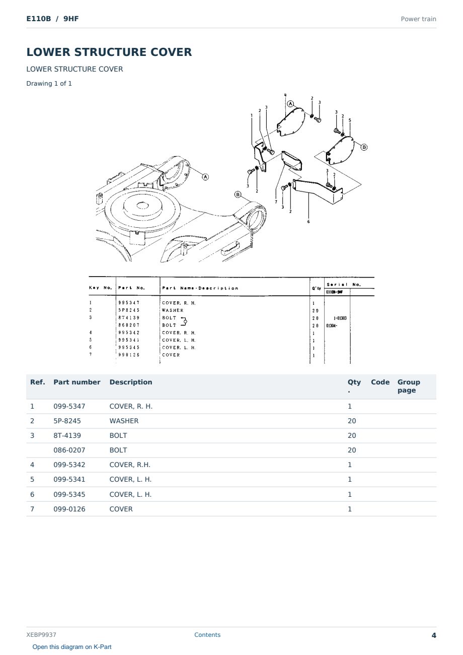 Caterpillar E110B S/N 9HF Partsbook XEBP9937 (English) - sample page 4 of 10 Caterpillar E110B S/N 9HF Partsbook XEBP9937 (English) - sample page 4 of 10