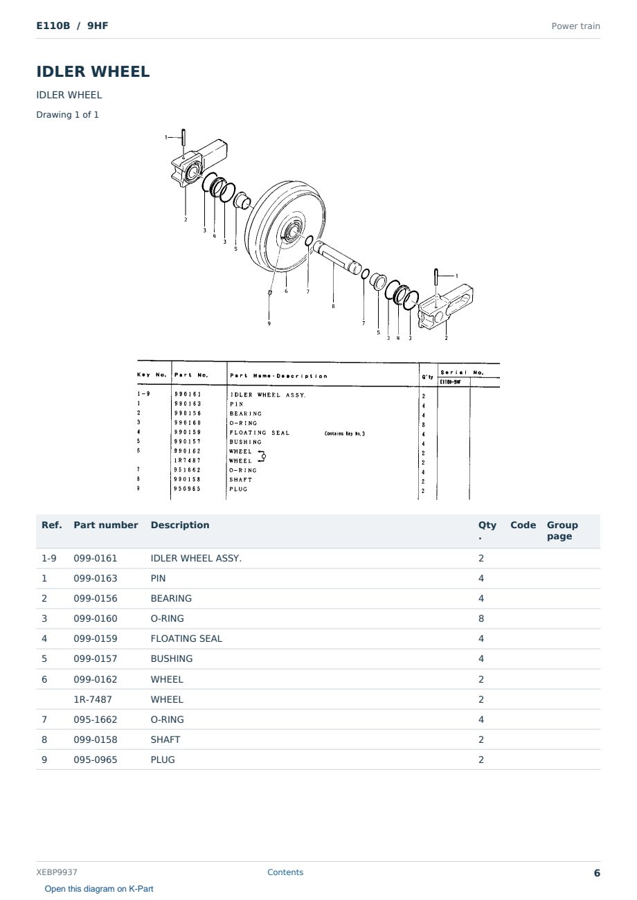 Caterpillar E110B S/N 9HF Partsbook XEBP9937 (English) - sample page 6 of 10 Caterpillar E110B S/N 9HF Partsbook XEBP9937 (English) - sample page 6 of 10