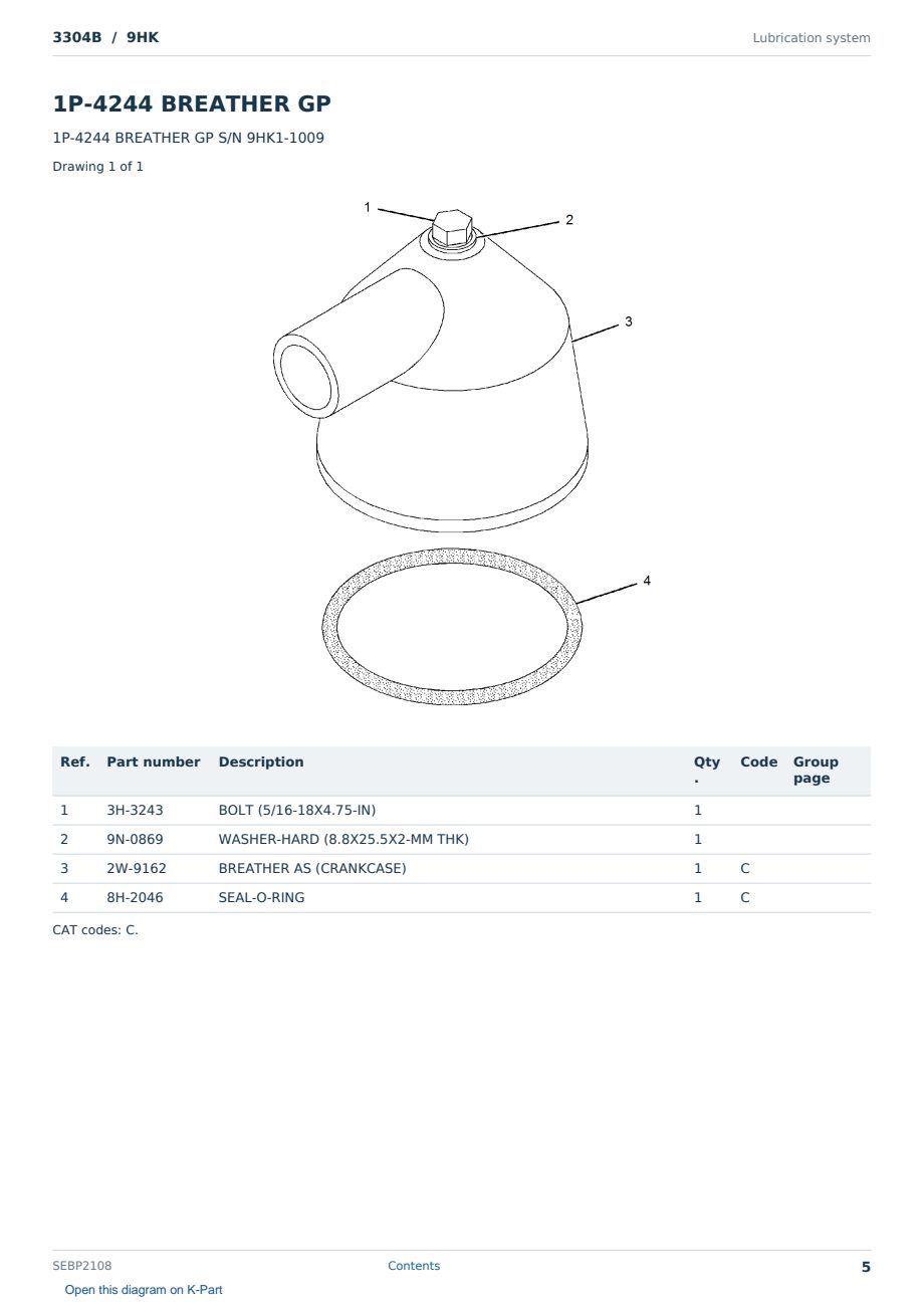 Caterpillar 3304B S/N 9HK Partsbook SEBP2108 (English) - sample page 5 of 10 Caterpillar 3304B S/N 9HK Partsbook SEBP2108 (English) - sample page 5 of 10