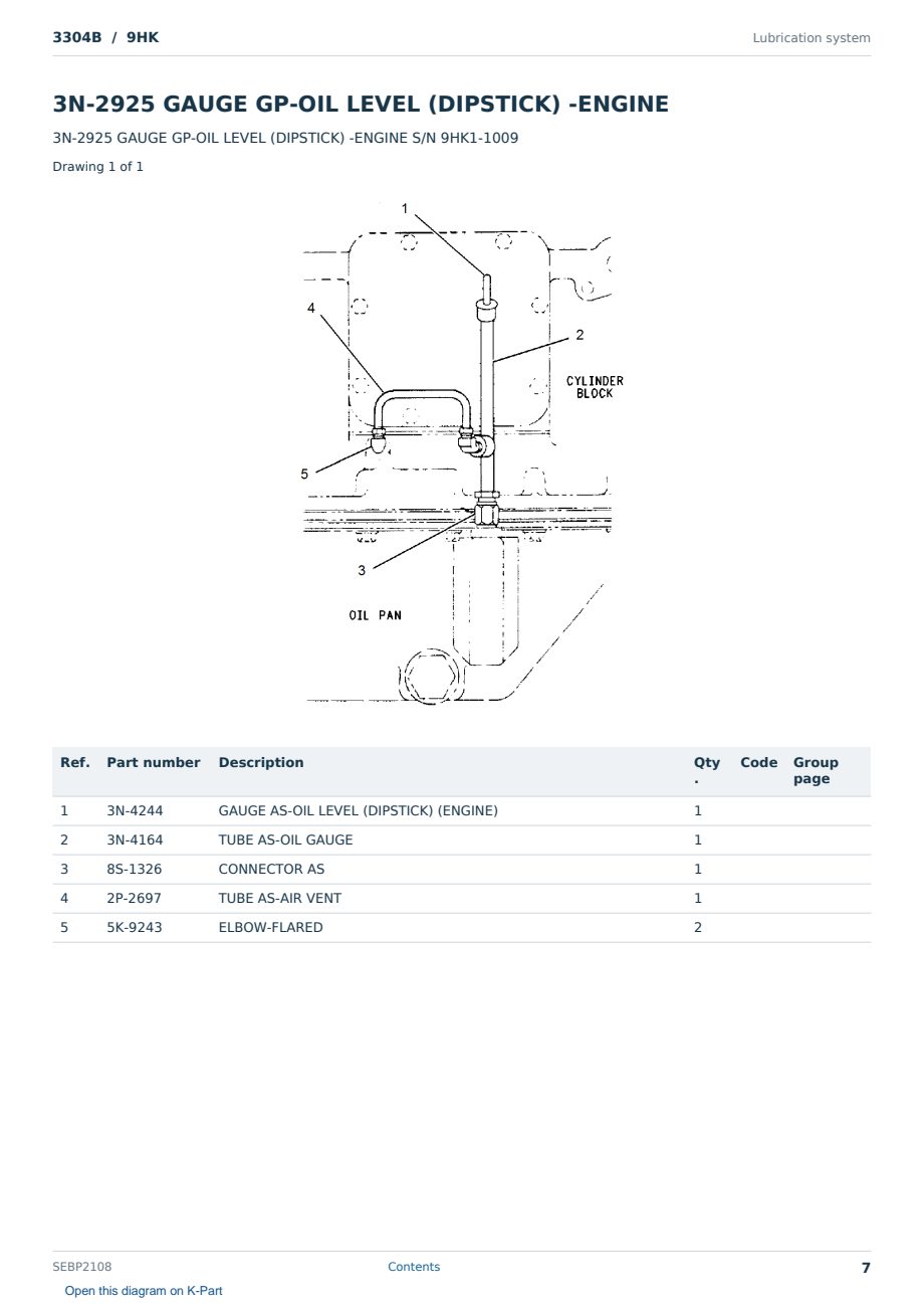 Caterpillar 3304B S/N 9HK Partsbook SEBP2108 (English) - sample page 7 of 10 Caterpillar 3304B S/N 9HK Partsbook SEBP2108 (English) - sample page 7 of 10