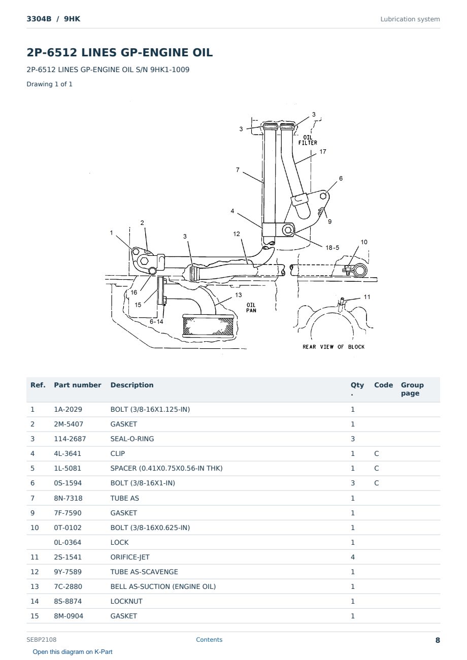 Caterpillar 3304B S/N 9HK Partsbook SEBP2108 (English) - sample page 8 of 10 Caterpillar 3304B S/N 9HK Partsbook SEBP2108 (English) - sample page 8 of 10