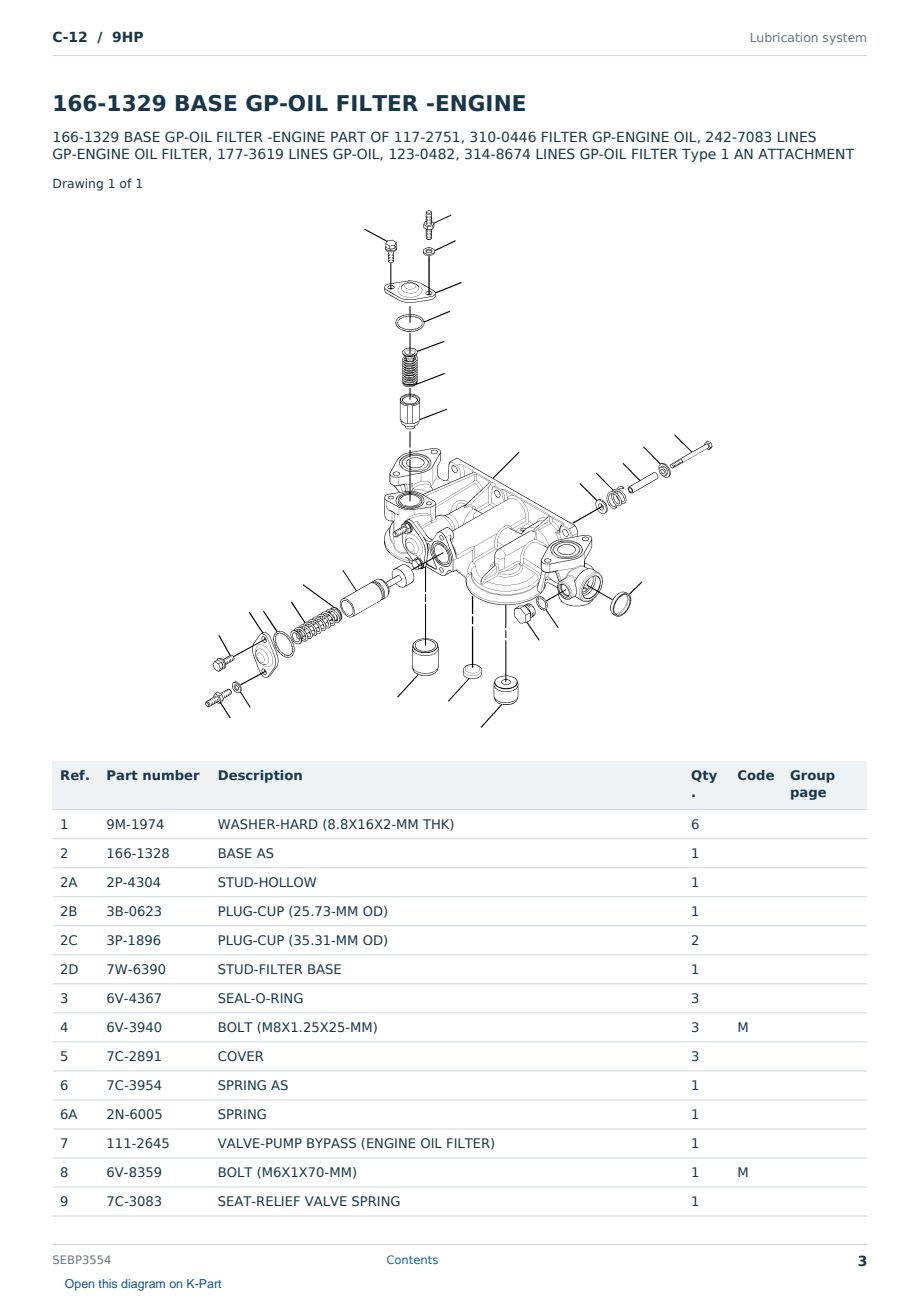 Caterpillar C-12 S/N 9HP Partsbook SEBP3554 (English) - sample page 3 of 10 Caterpillar C-12 S/N 9HP Partsbook SEBP3554 (English) - sample page 3 of 10