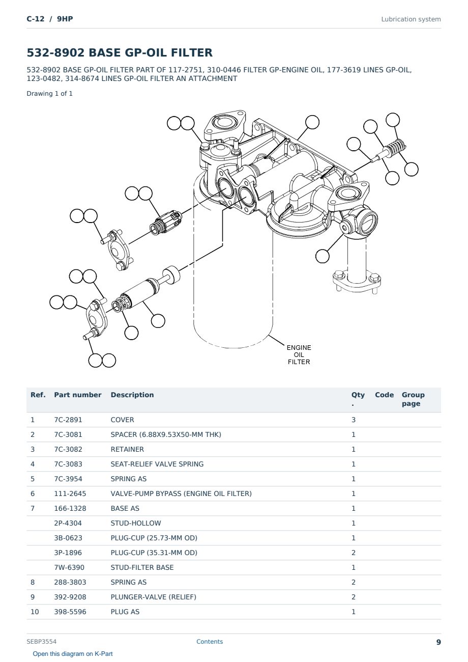 Caterpillar C-12 S/N 9HP Partsbook SEBP3554 (English) - sample page 9 of 10 Caterpillar C-12 S/N 9HP Partsbook SEBP3554 (English) - sample page 9 of 10
