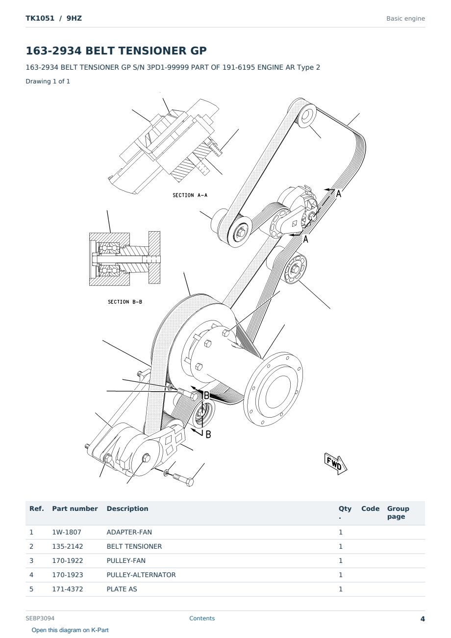 Caterpillar TK1051 S/N 9HZ Partsbook SEBP3094 (English) - sample page 4 of 10 Caterpillar TK1051 S/N 9HZ Partsbook SEBP3094 (English) - sample page 4 of 10