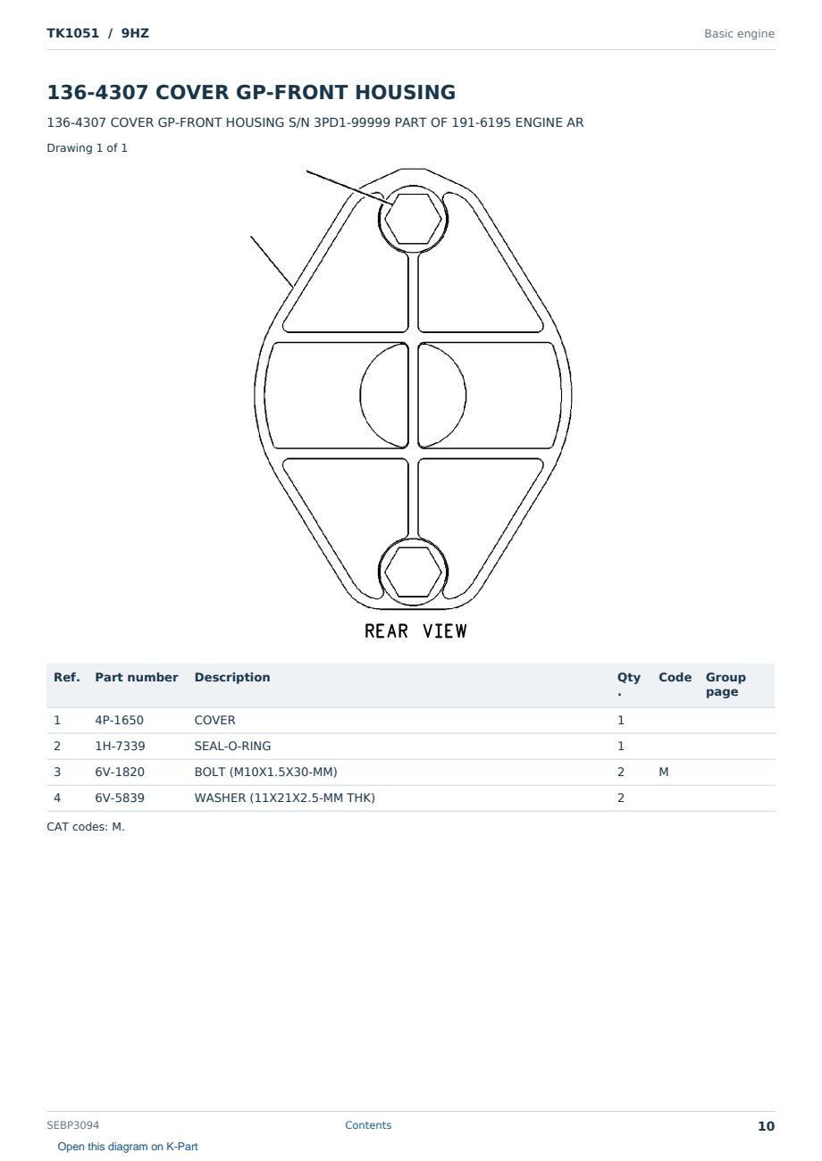 Caterpillar TK1051 S/N 9HZ Partsbook SEBP3094 (English) - sample page 10 of 10 Caterpillar TK1051 S/N 9HZ Partsbook SEBP3094 (English) - sample page 10 of 10