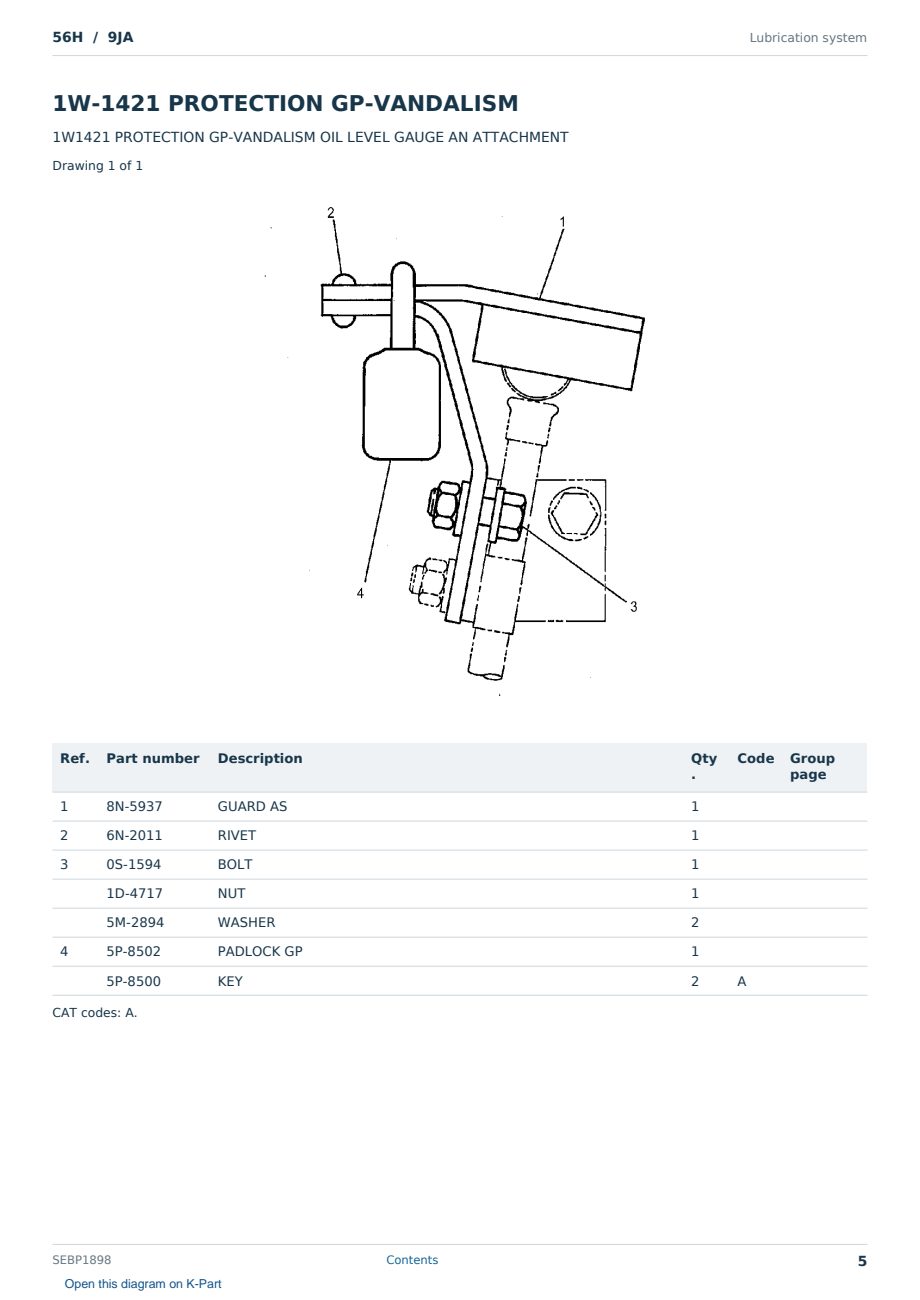 Caterpillar 56H S/N 9JA Partsbook SEBP1898 (English) - sample page 5 of 10 Caterpillar 56H S/N 9JA Partsbook SEBP1898 (English) - sample page 5 of 10