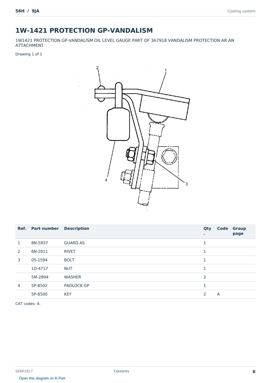 Caterpillar 56H S/N 9JA Partsbook SEBP1917 (English) - sample page 6 of 10 Caterpillar 56H S/N 9JA Partsbook SEBP1917 (English) - sample page 6 of 10