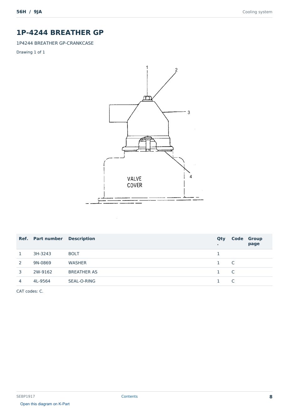 Caterpillar 56H S/N 9JA Partsbook SEBP1917 (English) - sample page 8 of 10 Caterpillar 56H S/N 9JA Partsbook SEBP1917 (English) - sample page 8 of 10