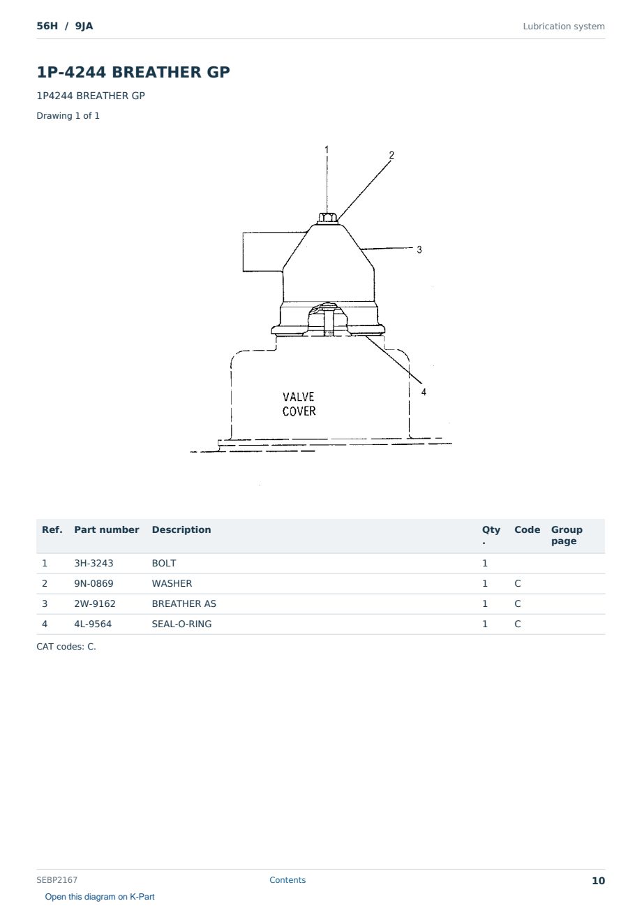 Caterpillar 56H S/N 9JA Partsbook SEBP2167 (English) - sample page 10 of 10 Caterpillar 56H S/N 9JA Partsbook SEBP2167 (English) - sample page 10 of 10