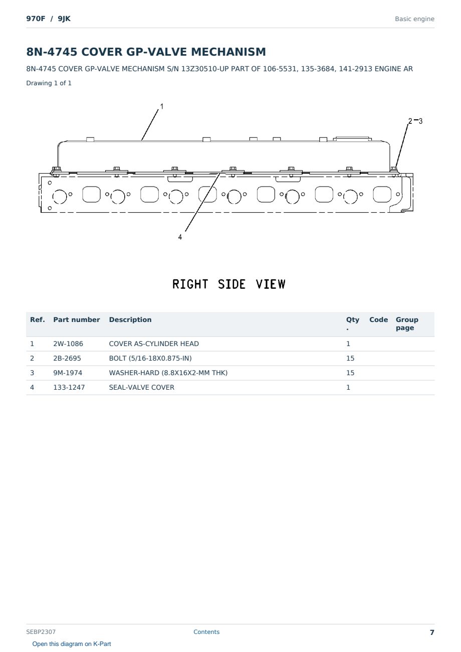 Caterpillar 970F S/N 9JK Partsbook SEBP2307 (English) - sample page 7 of 10 Caterpillar 970F S/N 9JK Partsbook SEBP2307 (English) - sample page 7 of 10