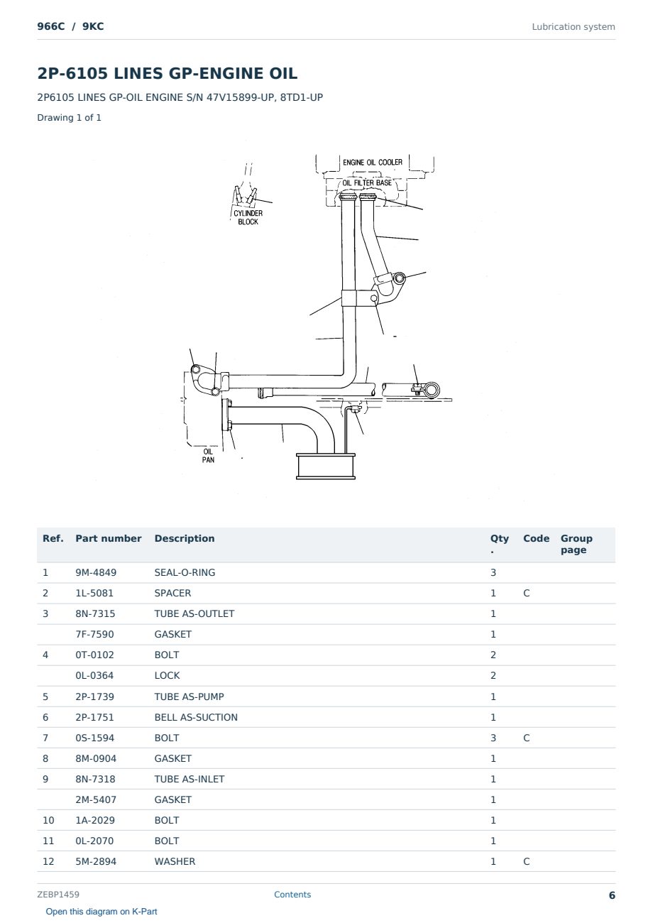 Caterpillar 966C S/N 9KC Partsbook ZEBP1459 (English) - sample page 6 of 10 Caterpillar 966C S/N 9KC Partsbook ZEBP1459 (English) - sample page 6 of 10