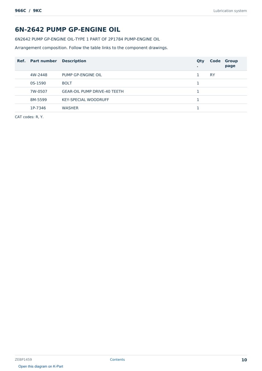 Caterpillar 966C S/N 9KC Partsbook ZEBP1459 (English) - sample page 10 of 10 Caterpillar 966C S/N 9KC Partsbook ZEBP1459 (English) - sample page 10 of 10