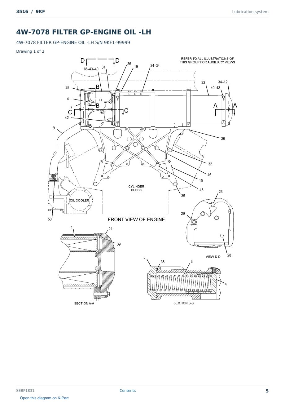 Caterpillar 3516 S/N 9KF Partsbook SEBP1831 (English) - sample page 5 of 10 Caterpillar 3516 S/N 9KF Partsbook SEBP1831 (English) - sample page 5 of 10