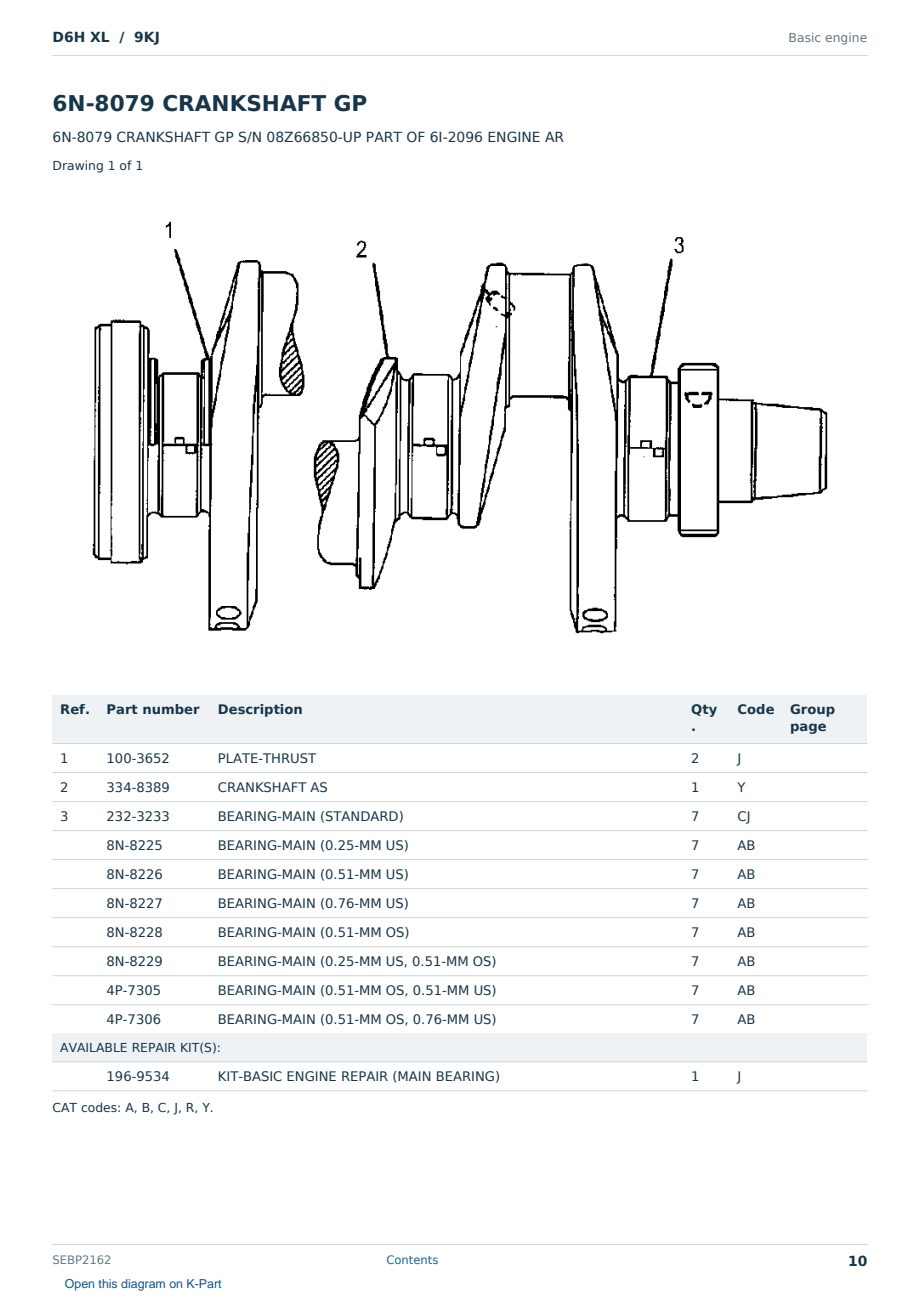 Caterpillar D6H XL S/N 9KJ Partsbook SEBP2162 (English) - sample page 10 of 10 Caterpillar D6H XL S/N 9KJ Partsbook SEBP2162 (English) - sample page 10 of 10