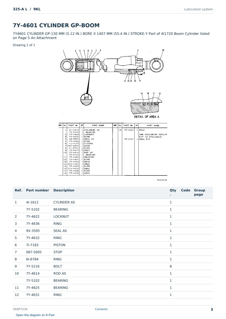 Caterpillar 325-A L S/N 9KL Partsbook XEBP7234 (English) - sample page 3 of 10 Caterpillar 325-A L S/N 9KL Partsbook XEBP7234 (English) - sample page 3 of 10