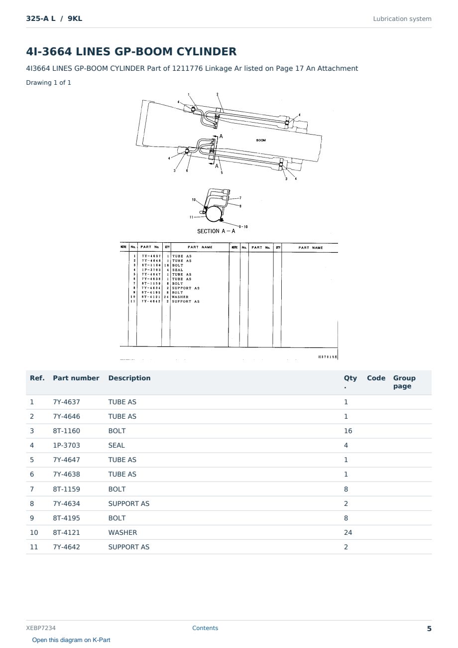 Caterpillar 325-A L S/N 9KL Partsbook XEBP7234 (English) - sample page 5 of 10 Caterpillar 325-A L S/N 9KL Partsbook XEBP7234 (English) - sample page 5 of 10