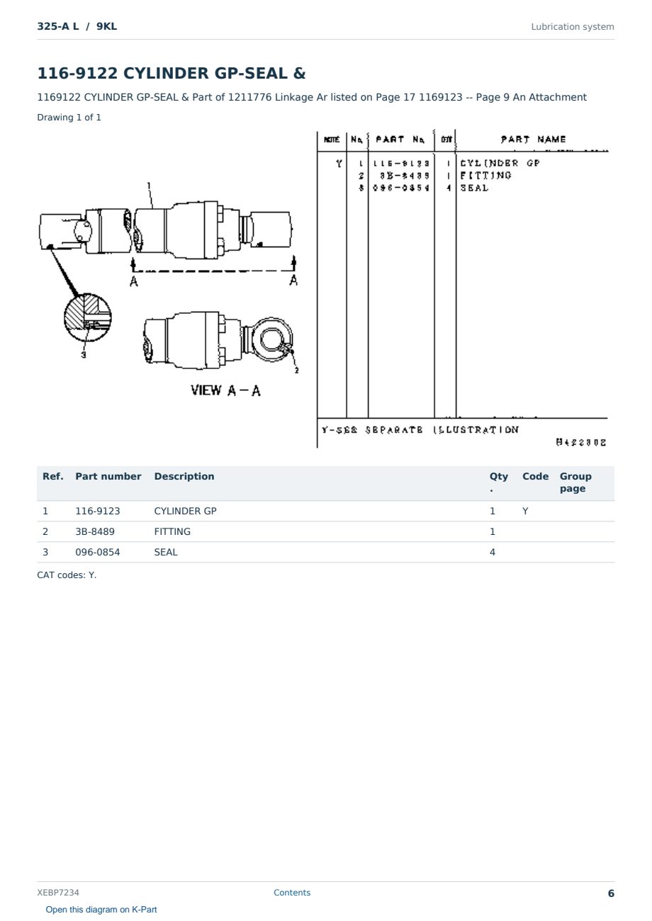 Caterpillar 325-A L S/N 9KL Partsbook XEBP7234 (English) - sample page 6 of 10 Caterpillar 325-A L S/N 9KL Partsbook XEBP7234 (English) - sample page 6 of 10