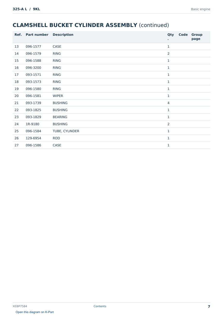 Caterpillar 325-A L S/N 9KL Partsbook XEBP7584 (English) - sample page 7 of 10 Caterpillar 325-A L S/N 9KL Partsbook XEBP7584 (English) - sample page 7 of 10