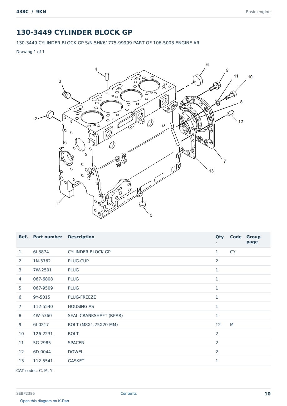 Caterpillar 438C S/N 9KN Partsbook SEBP2386 (English) - sample page 10 of 10 Caterpillar 438C S/N 9KN Partsbook SEBP2386 (English) - sample page 10 of 10