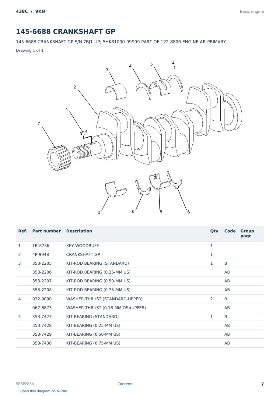 Caterpillar 438C S/N 9KN Partsbook SEBP2884 (English) - sample page 7 of 10 Caterpillar 438C S/N 9KN Partsbook SEBP2884 (English) - sample page 7 of 10