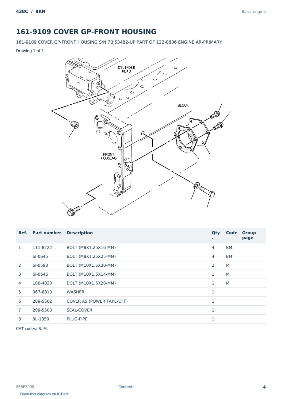 Caterpillar 438C S/N 9KN Partsbook SEBP3000 (English) - sample page 4 of 10 Caterpillar 438C S/N 9KN Partsbook SEBP3000 (English) - sample page 4 of 10