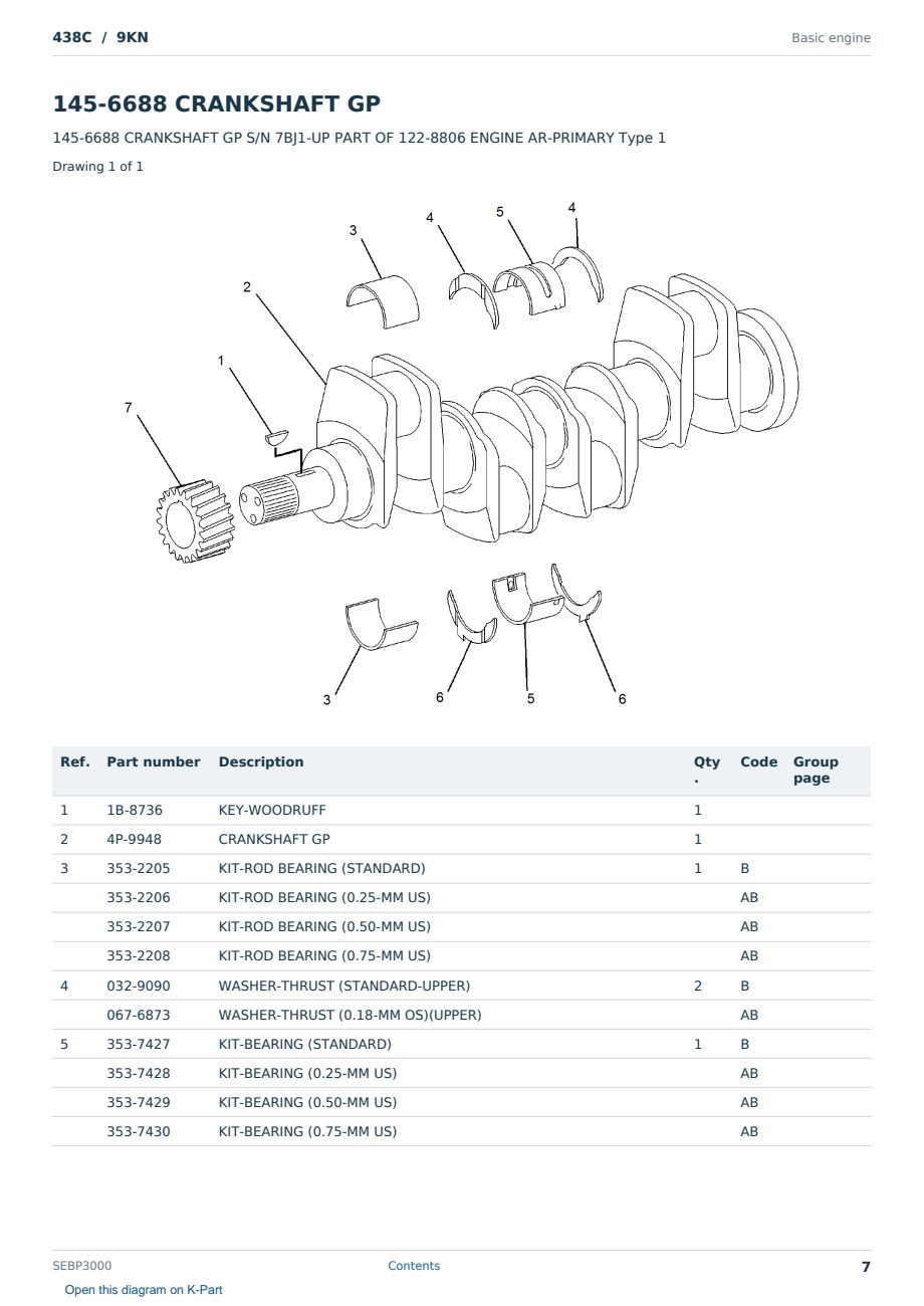 Caterpillar 438C S/N 9KN Partsbook SEBP3000 (English) - sample page 7 of 10 Caterpillar 438C S/N 9KN Partsbook SEBP3000 (English) - sample page 7 of 10
