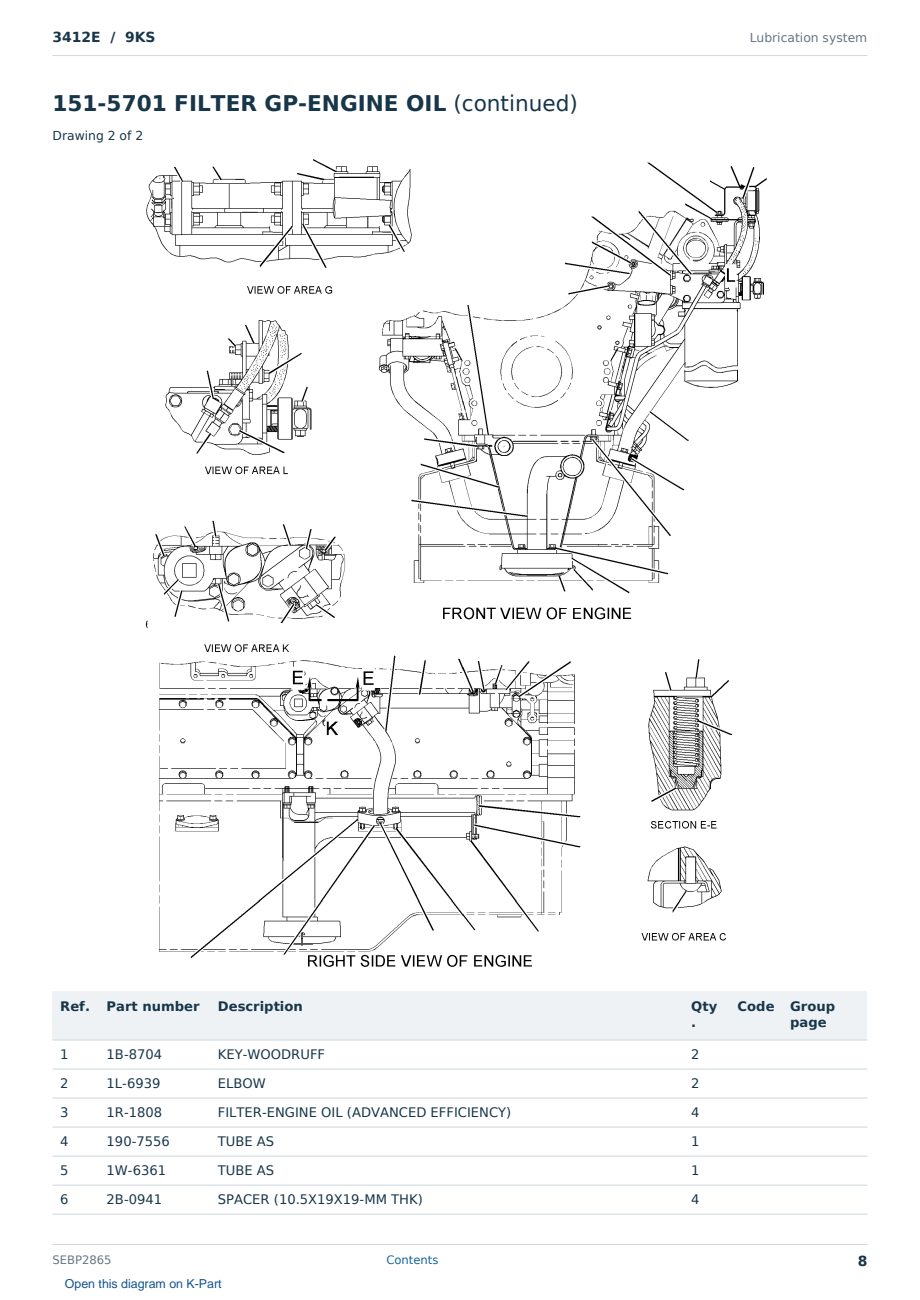 Caterpillar 3412E S/N 9KS Partsbook SEBP2865 (English) - sample page 8 of 10 Caterpillar 3412E S/N 9KS Partsbook SEBP2865 (English) - sample page 8 of 10