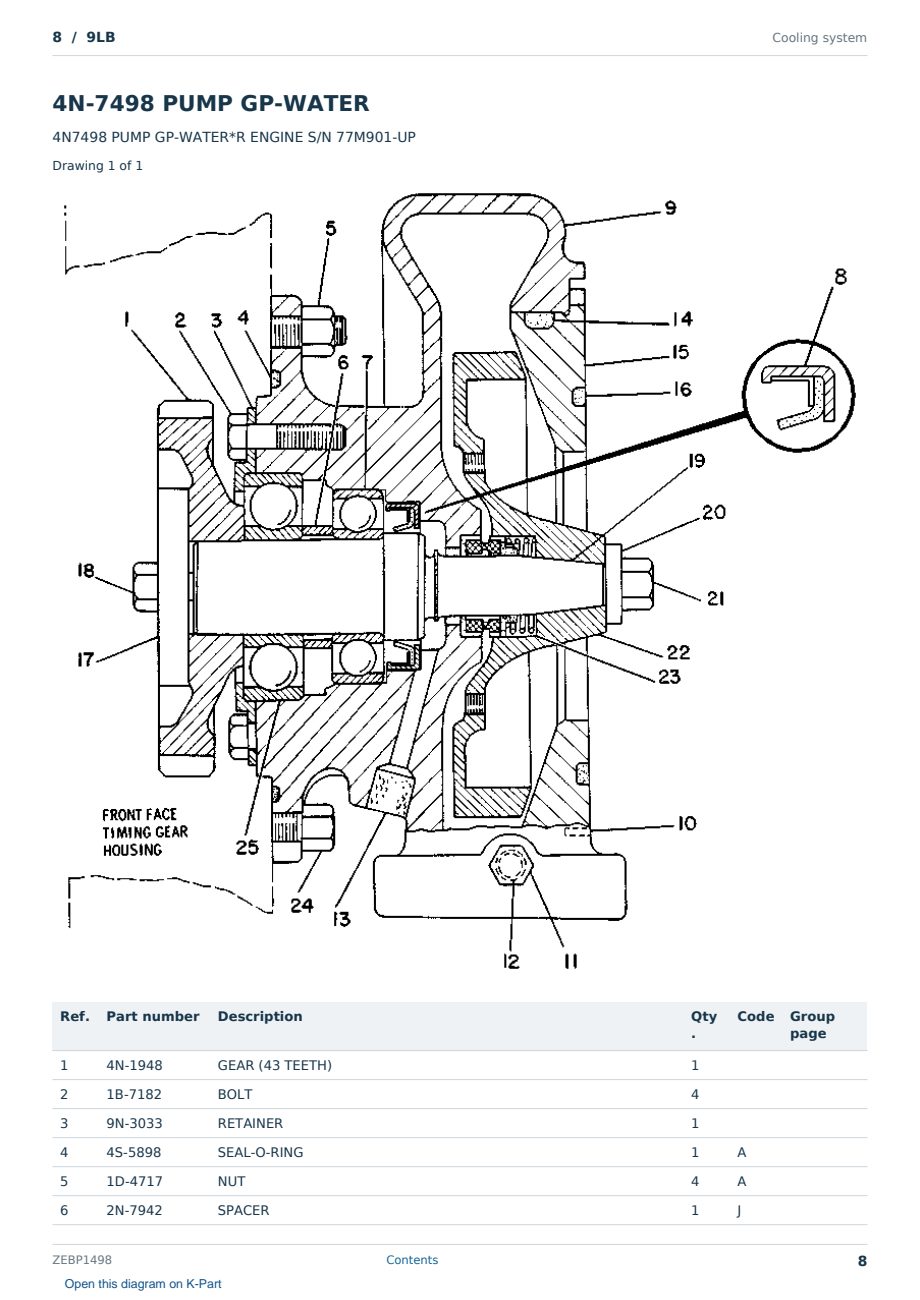 Caterpillar 8 S/N 9LB Partsbook ZEBP1498 (English) - sample page 8 of 10 Caterpillar 8 S/N 9LB Partsbook ZEBP1498 (English) - sample page 8 of 10