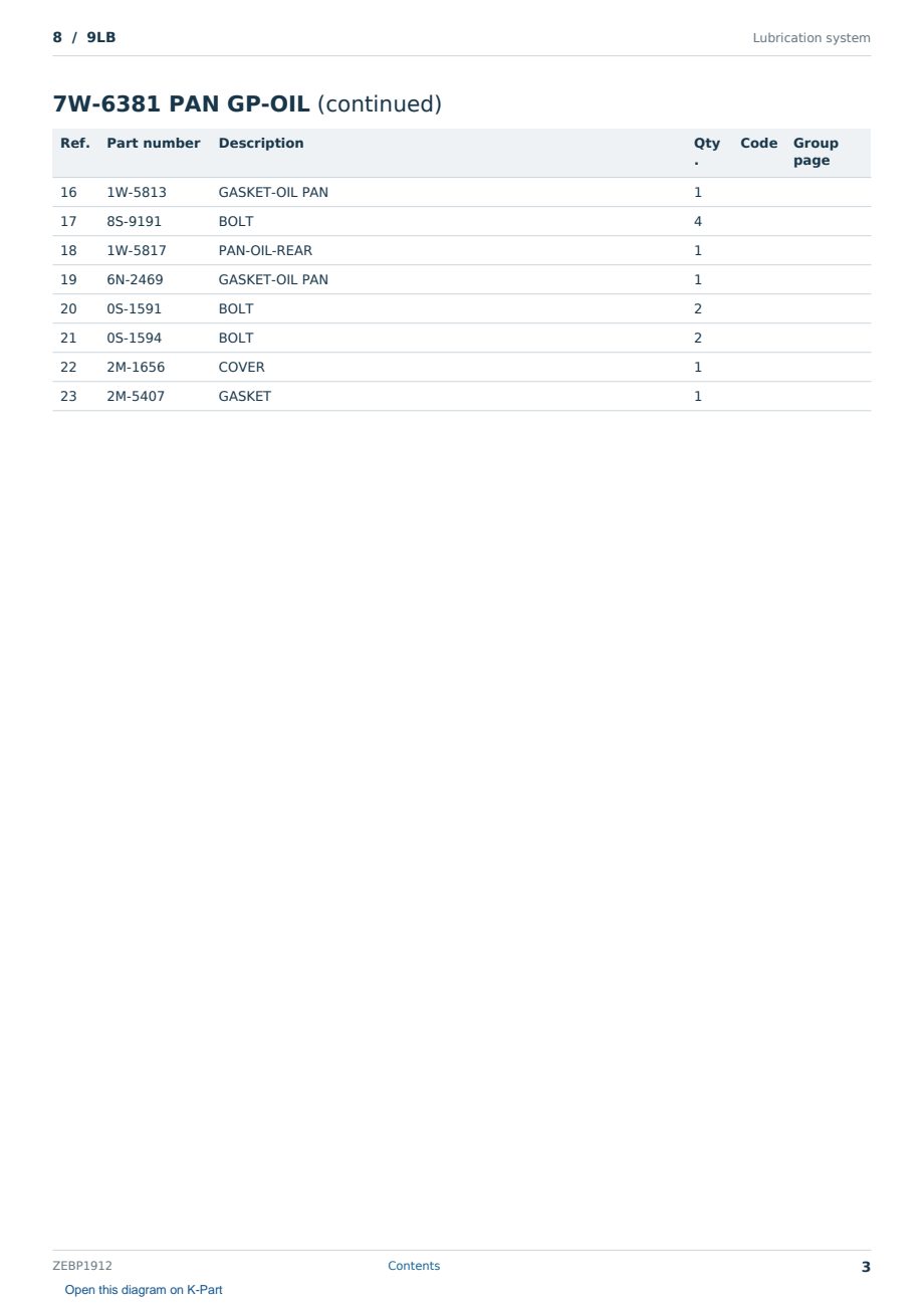 Caterpillar 8 S/N 9LB Partsbook ZEBP1912 (English) - sample page 3 of 10 Caterpillar 8 S/N 9LB Partsbook ZEBP1912 (English) - sample page 3 of 10