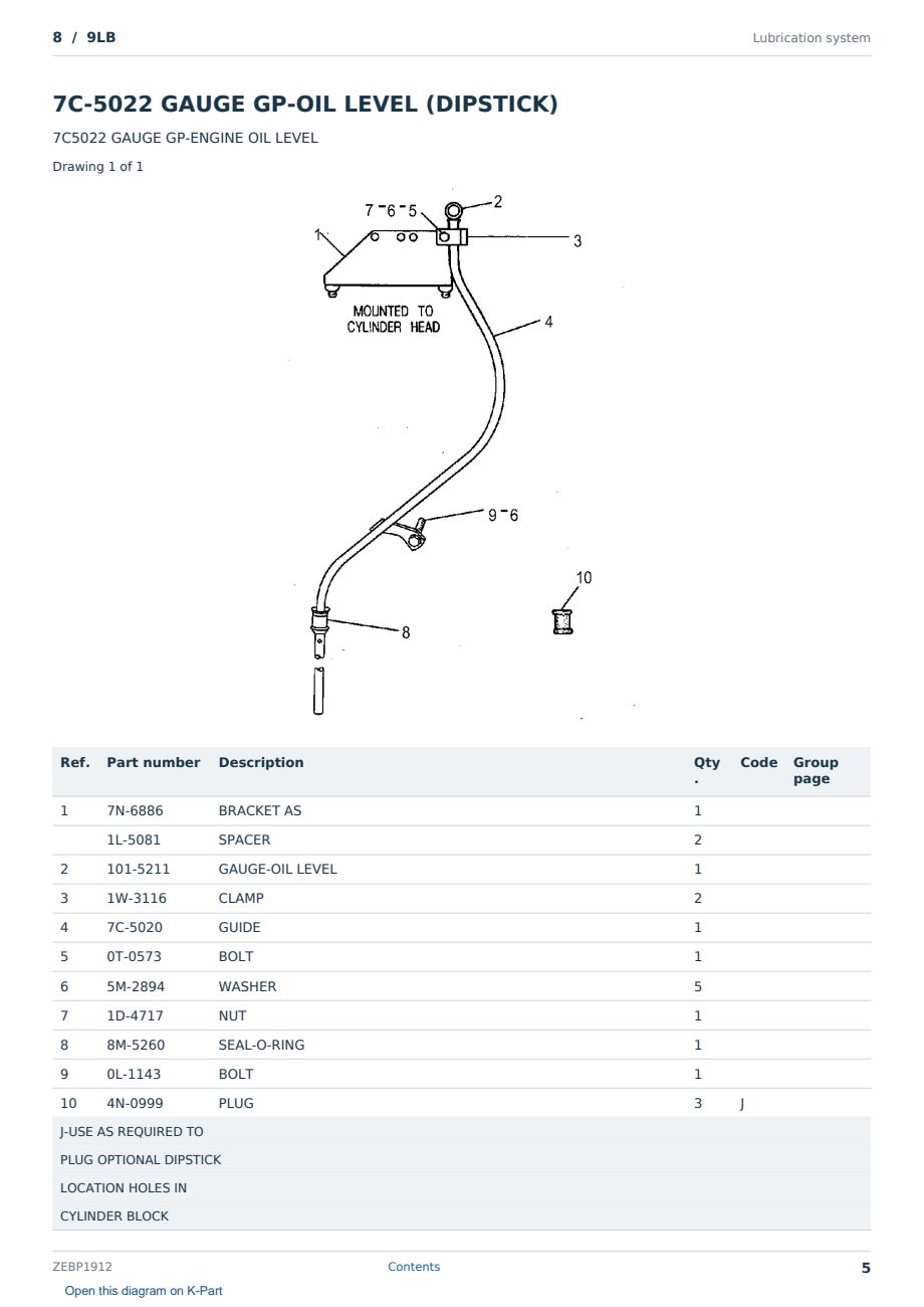 Caterpillar 8 S/N 9LB Partsbook ZEBP1912 (English) - sample page 5 of 10 Caterpillar 8 S/N 9LB Partsbook ZEBP1912 (English) - sample page 5 of 10