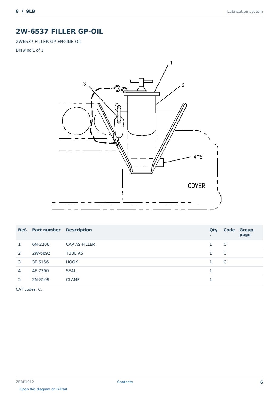 Caterpillar 8 S/N 9LB Partsbook ZEBP1912 (English) - sample page 6 of 10 Caterpillar 8 S/N 9LB Partsbook ZEBP1912 (English) - sample page 6 of 10