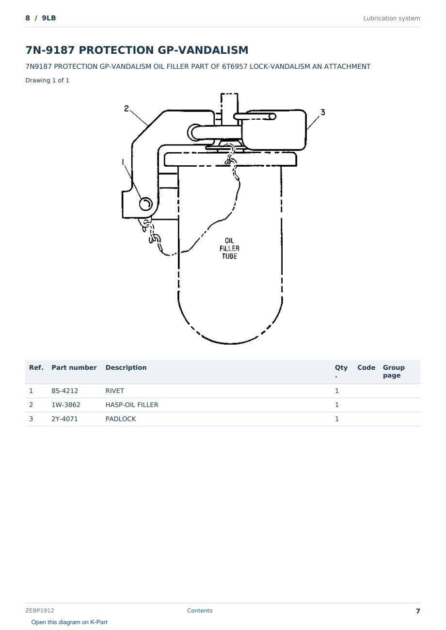 Caterpillar 8 S/N 9LB Partsbook ZEBP1912 (English) - sample page 7 of 10 Caterpillar 8 S/N 9LB Partsbook ZEBP1912 (English) - sample page 7 of 10