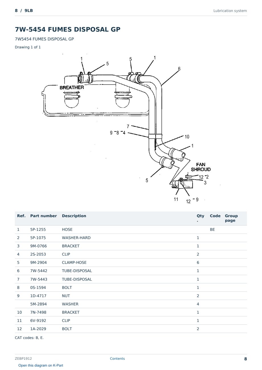 Caterpillar 8 S/N 9LB Partsbook ZEBP1912 (English) - sample page 8 of 10 Caterpillar 8 S/N 9LB Partsbook ZEBP1912 (English) - sample page 8 of 10