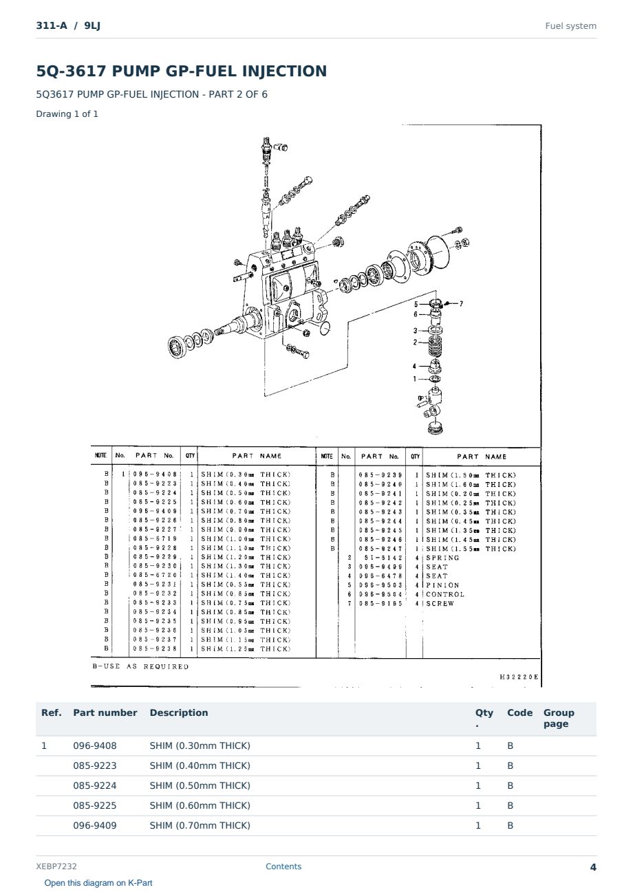 Caterpillar 311-A S/N 9LJ Partsbook XEBP7232 (English) - sample page 4 of 10 Caterpillar 311-A S/N 9LJ Partsbook XEBP7232 (English) - sample page 4 of 10