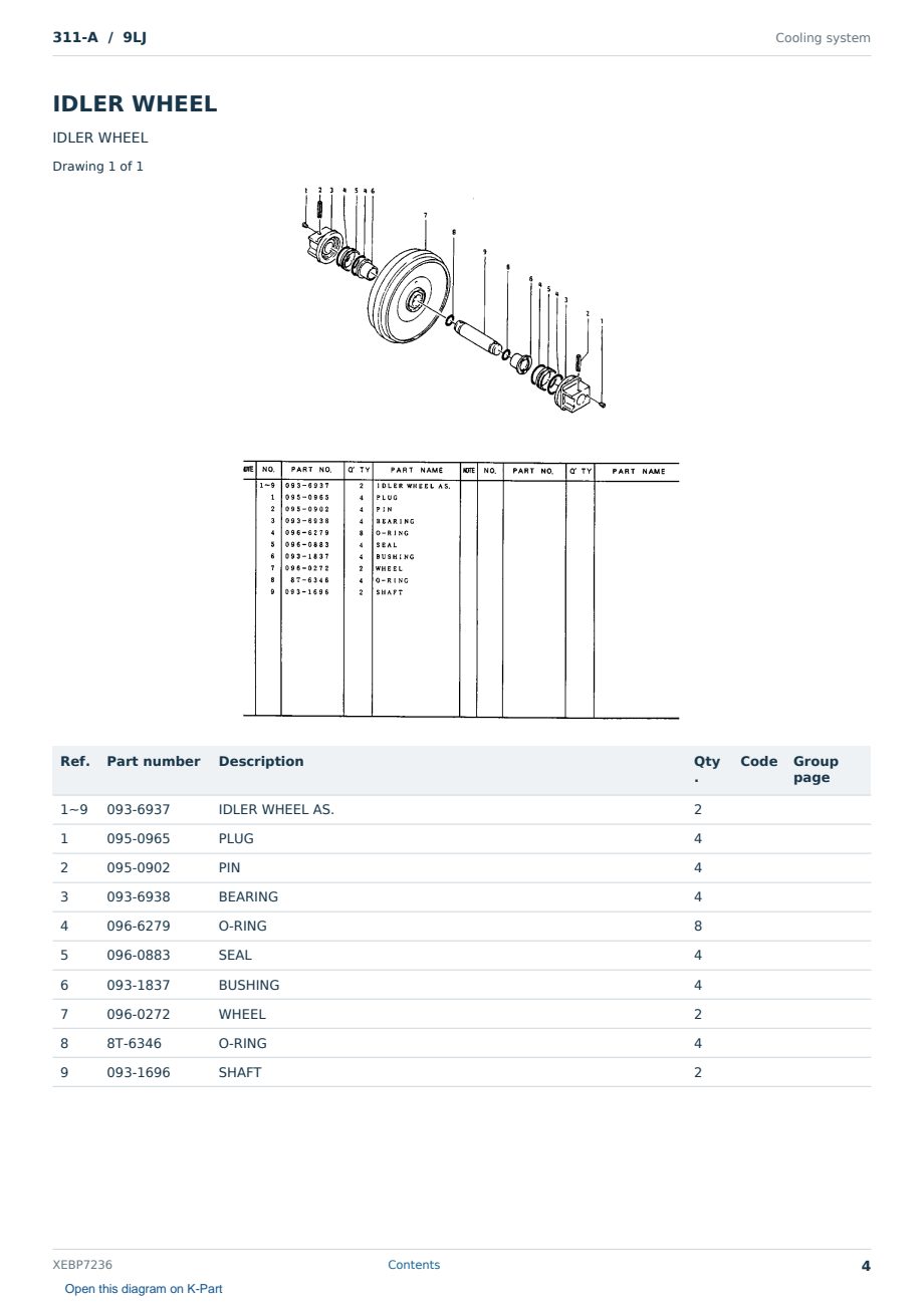 Caterpillar 311-A S/N 9LJ Partsbook XEBP7236 (English) - sample page 4 of 10 Caterpillar 311-A S/N 9LJ Partsbook XEBP7236 (English) - sample page 4 of 10