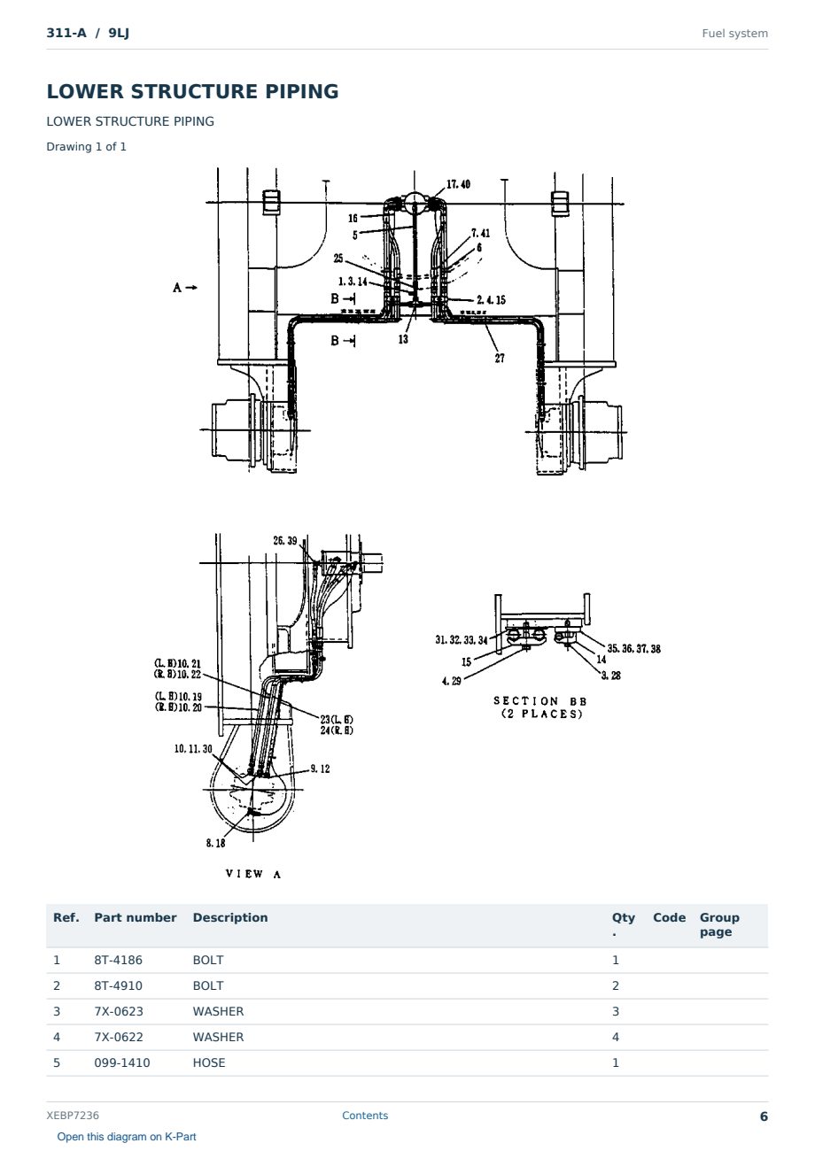 Caterpillar 311-A S/N 9LJ Partsbook XEBP7236 (English) - sample page 6 of 10 Caterpillar 311-A S/N 9LJ Partsbook XEBP7236 (English) - sample page 6 of 10