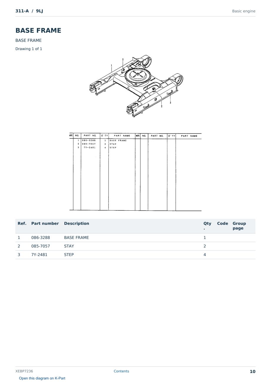 Caterpillar 311-A S/N 9LJ Partsbook XEBP7236 (English) - sample page 10 of 10 Caterpillar 311-A S/N 9LJ Partsbook XEBP7236 (English) - sample page 10 of 10