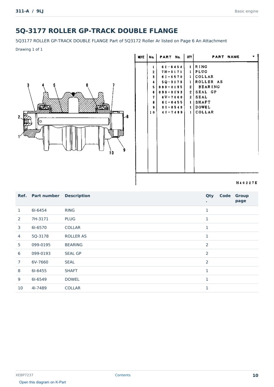 Caterpillar 311-A S/N 9LJ Partsbook XEBP7237 (English) - sample page 10 of 10 Caterpillar 311-A S/N 9LJ Partsbook XEBP7237 (English) - sample page 10 of 10