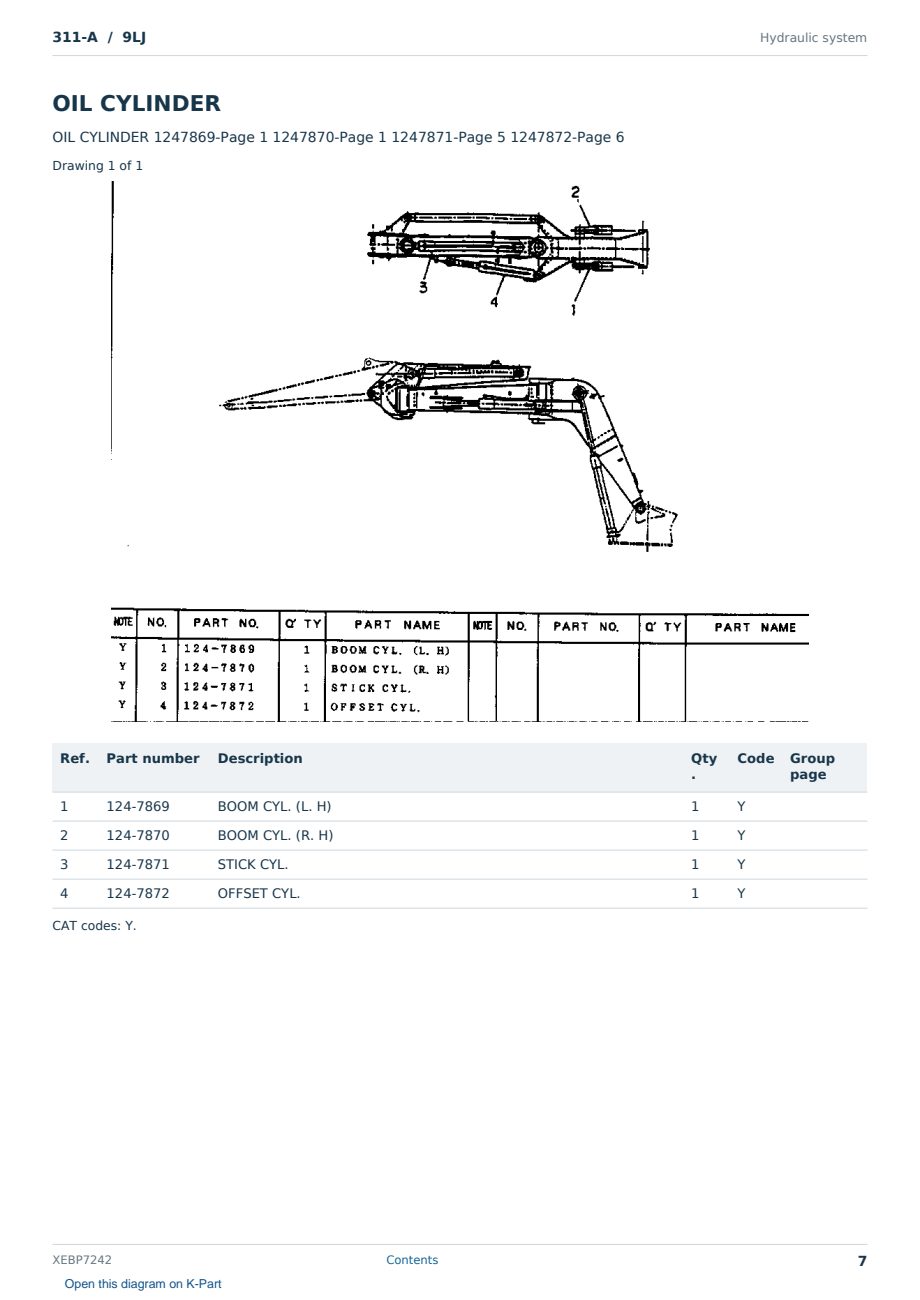 Caterpillar 311-A S/N 9LJ Partsbook XEBP7242 (English) - sample page 7 of 10 Caterpillar 311-A S/N 9LJ Partsbook XEBP7242 (English) - sample page 7 of 10