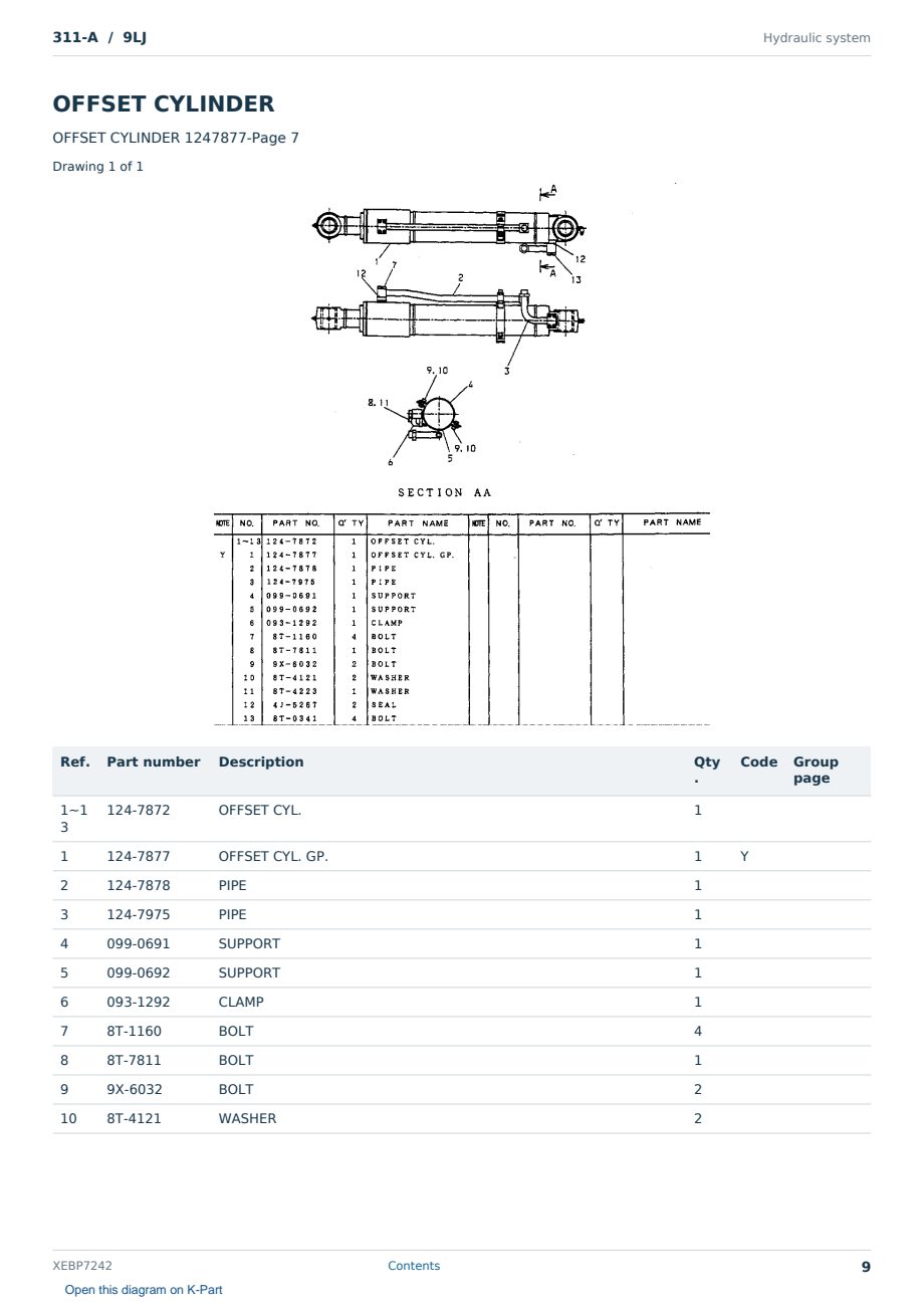 Caterpillar 311-A S/N 9LJ Partsbook XEBP7242 (English) - sample page 9 of 10 Caterpillar 311-A S/N 9LJ Partsbook XEBP7242 (English) - sample page 9 of 10