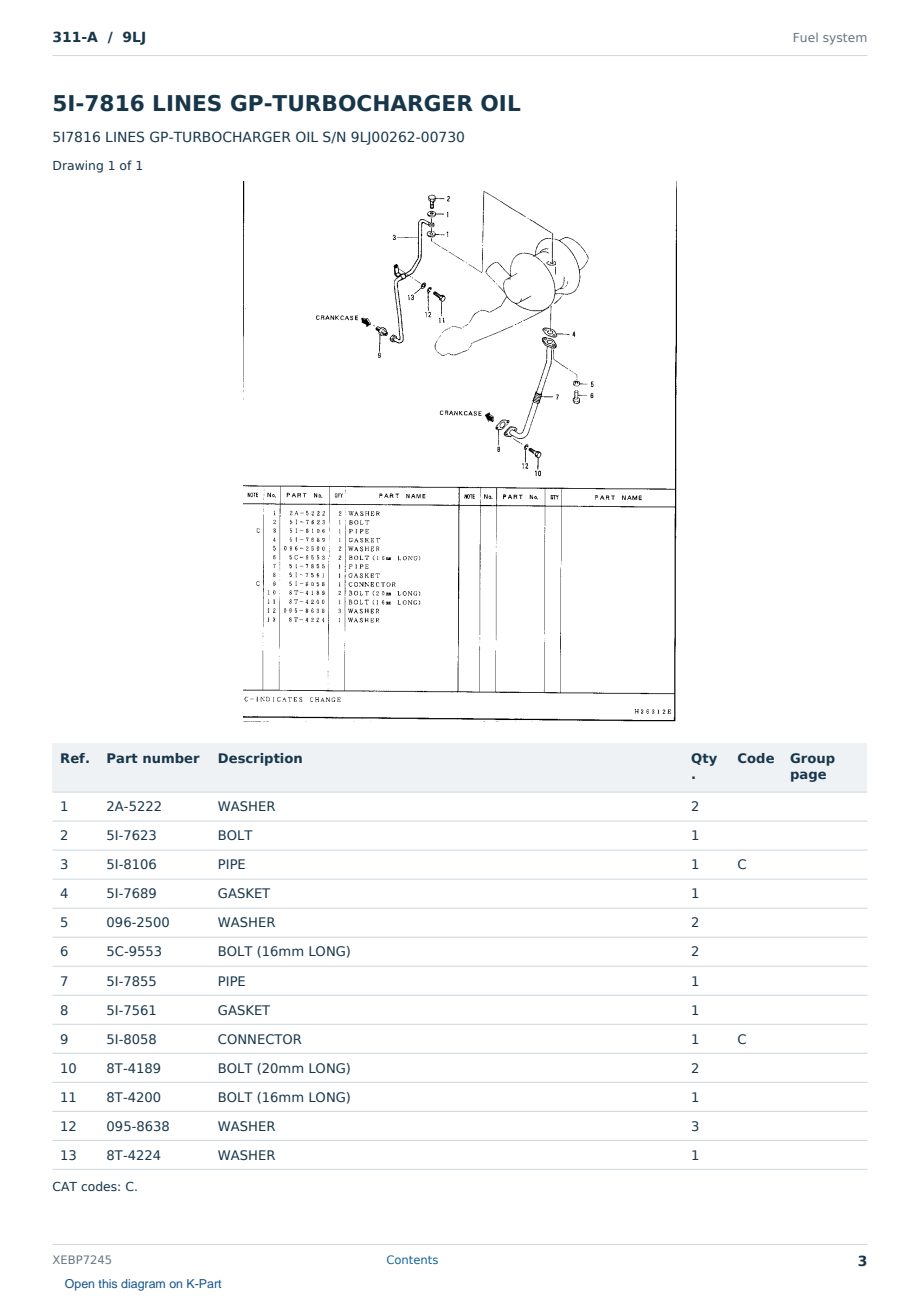 Caterpillar 311-A S/N 9LJ Partsbook XEBP7245 (English) - sample page 3 of 10 Caterpillar 311-A S/N 9LJ Partsbook XEBP7245 (English) - sample page 3 of 10