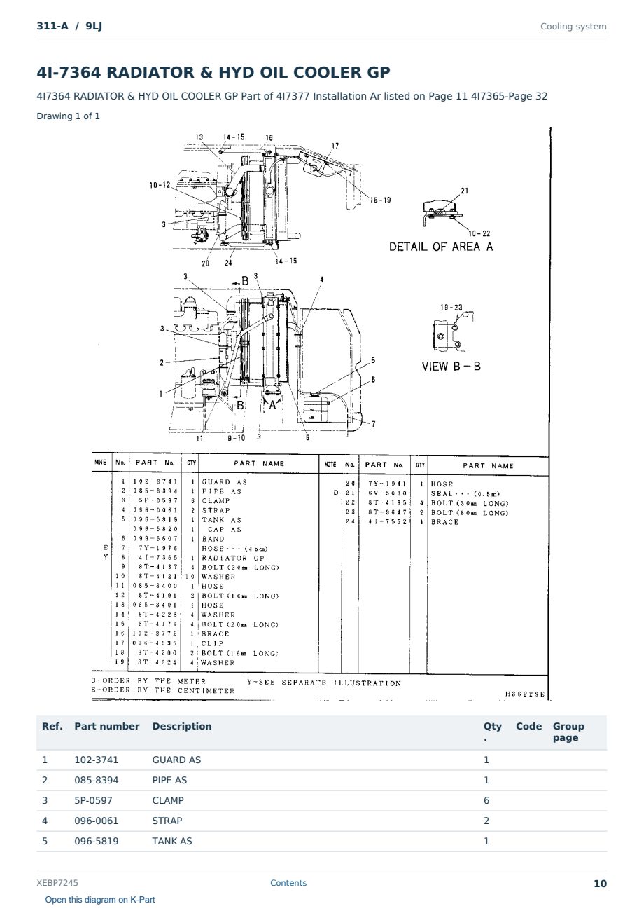 Caterpillar 311-A S/N 9LJ Partsbook XEBP7245 (English) - sample page 10 of 10 Caterpillar 311-A S/N 9LJ Partsbook XEBP7245 (English) - sample page 10 of 10